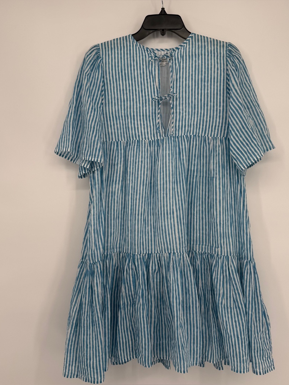 India Collection Emerson Fry Blue White Striped Flowy Dress